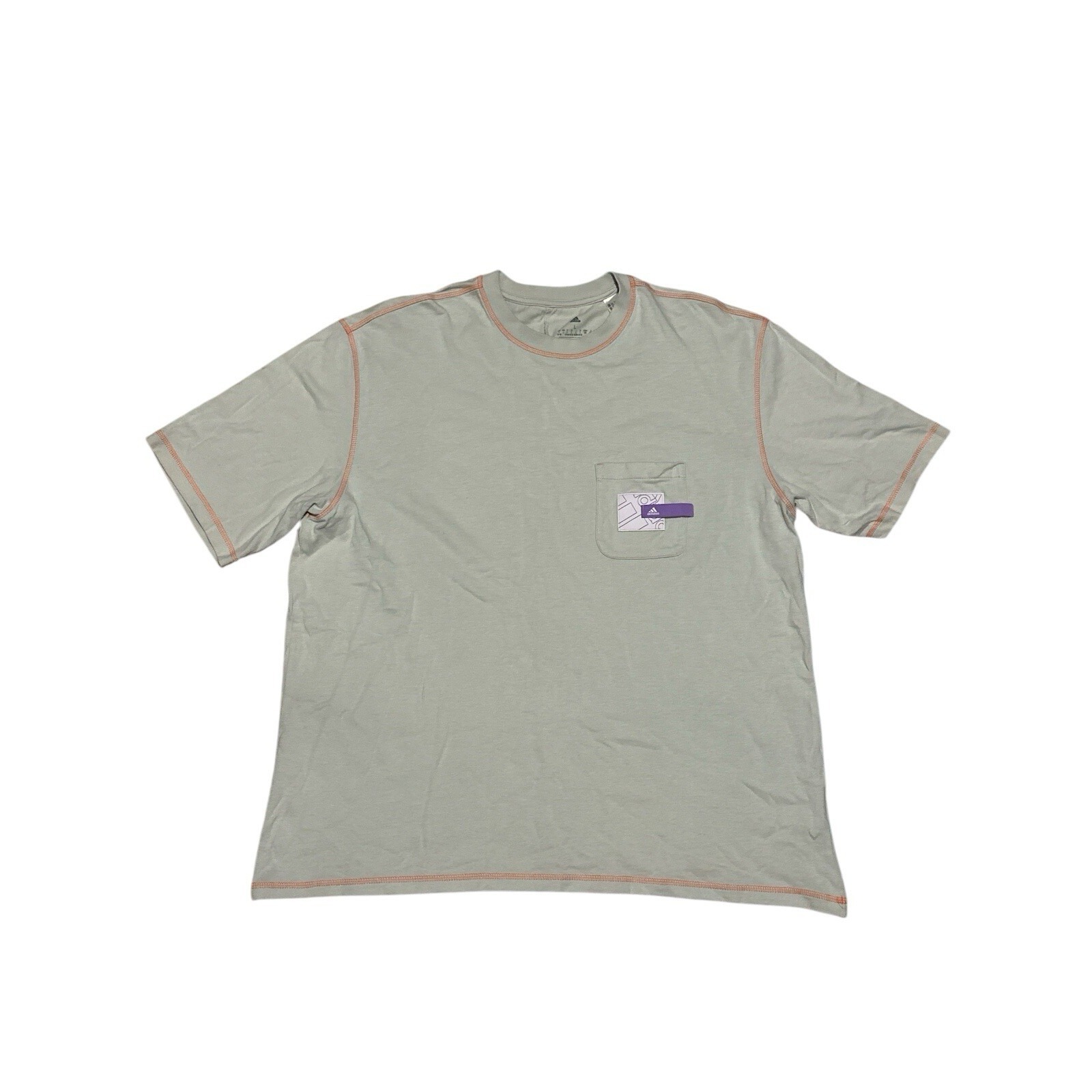 Adidas Women's Sport Statement Boyfriend Linen Green Baggy Pocket T-Shirt Size L